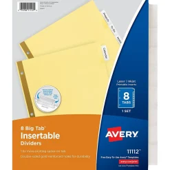 Avery WorkSaver Insertable Tab Index Dividers, 8-Tab, 8-1/2 x 11, Clear, 24 Sets/Box Discount