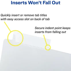 Avery WorkSaver Insertable Tab Index Dividers, 8-Tab, 8-1/2 x 11, Clear, 24 Sets/Box Discount