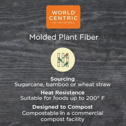 Food Storage Containers<World Centric Fiber Trays, PLA Lined, PFAS Free, 9.1 x 7.1 x 0.7, Natural, 500/Carton