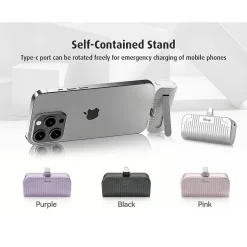 Worryfree Gadgets USB-C Power Bank, 5000 mAh, Silver (WED02)