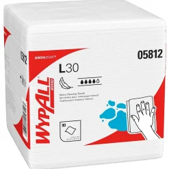 WypAll GeneralClean L30 Durable Fibers Cleaning Wipers, 12" x 12.5", White, 90 Wipers/Box, 12/Carton (05812)