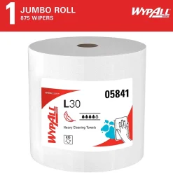 WypAll GeneralClean L30 Fabric Cleaning Wipers, 13.3" x 12.4", White, 875 Sheets/Roll, 875 Wipers/Box (5841)