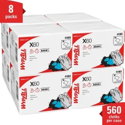 WypAll GeneralClean X60 Cleaning Cloths, 12.5" x 10", White, 70 Sheets/Pack, 8/Carton (41083)