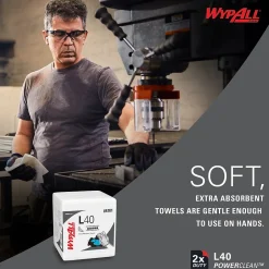 WypAll PowerClean L40 Cellulose Cleaning Wipers, 12