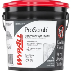 WypAll PowerClean ProScrub Fabric Cleaning Wipers, 12" x 9.5", Green, 75 Wipers/Box, 6/Carton (91371)