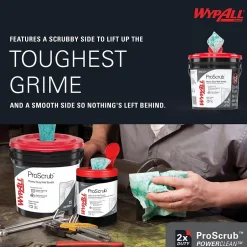 WypAll PowerClean ProScrub Fabric Cleaning Wipers, 12