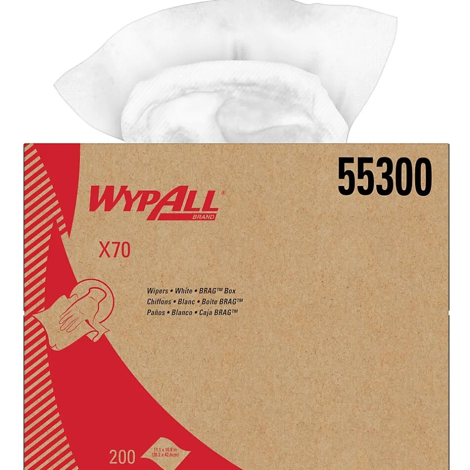 WypAll PowerClean X70 Cloths, 11.1" x 16.8", White, 200 Sheets/Box (55300)