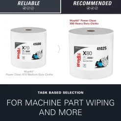WypAll PowerClean X80 Fabric Cleaning Wipers, White, 475 Sheets/Roll, 475 Wipers/Box (41025)