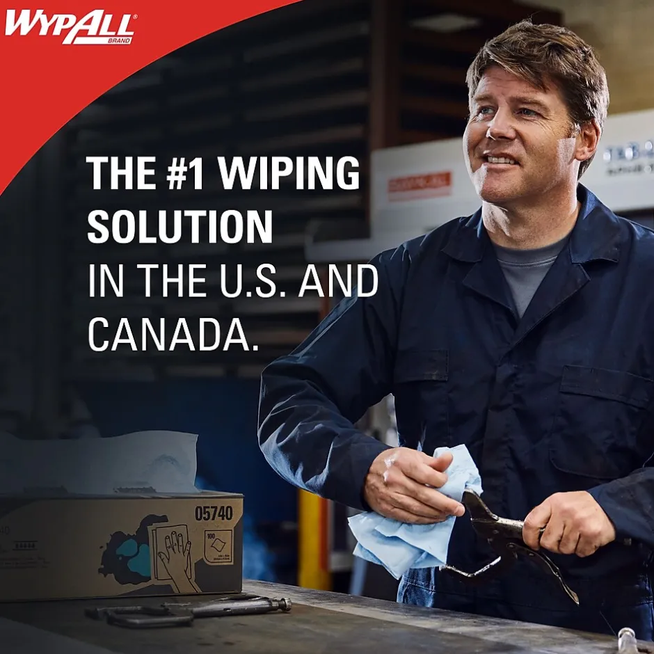 WypAll PowerClean X80 Fabric Cleaning Wipers, 16.8" x 12.5", Blue, 160 Wipers/Box, 160/Carton (41041)