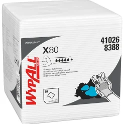 WypAll PowerClean X80 Nylon Cleaning Wipers, 12" x 12.5", White, 50 Wipers/Box, 4/Carton (41026)