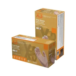 X3 Powder Free Vinyl Gloves, Latex Free, Clear, Large, 100/Box, 10 Boxes/Carton (GP46100-CC)