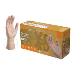 X3 Powder Free Vinyl Gloves, Latex Free, Clear, Large, 100/Box, 10 Boxes/Carton (GP46100-CC)
