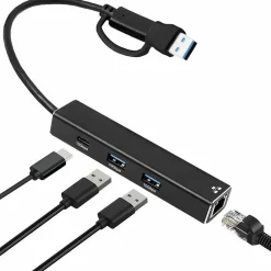 Usb Hubs<4XEM 3-Port USB-C and A with 2.5Gbps Ethernet Hub, Black (4XUSBCAHUB2A1CTAA)