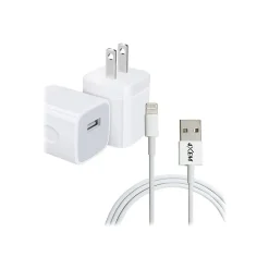 4XEM USB-A to Lightning Charging Kit/Bundle for iPhone/iPod, White (4XAPPLKIT6)