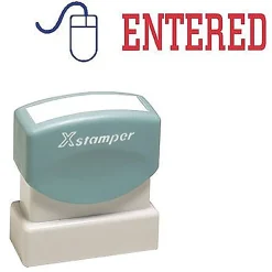 Cosco Xstamper 2-Color Title Stamps, "ENTERED" Blue/Red Ink (036031) Outlet