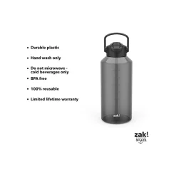 Water Bottles<Zak! Liberty Plastic Water Bottle, 64 oz., Ebony (0015-X270)