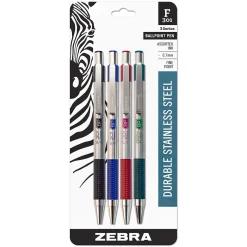 Zebra F-301 Retractable Ballpoint Pen, Fine Point, 0.7mm, Assorted Ink, 4 Pack (27174) Outlet