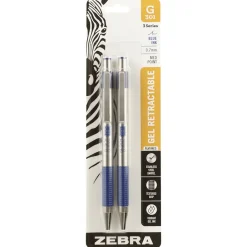 Zebra G-301 Retractable Gel Pen, Medium Point, 0.7mm, Blue Ink, 2 Pack (41322)
