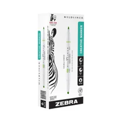 Zebra MILDLINER Double-Ended Creative Highlighter, Chisel/Bullet Tip, Green, 6/Pack (78140R)