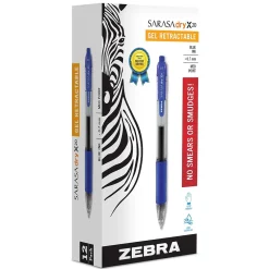Zebra Sarasa Dry X20 Retractable Gel Pen, Medium Point, 0.7mm, Blue Ink, 12/Pack (46820) Online