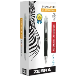 Zebra Sarasa Dry X10 Retractable Gel Pen, Medium Point, 0.7mm, Black Ink, Dozen (42610) Clearance