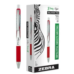 Zebra Z-Grip Flight Retractable Ballpoint Pen, Bold Point, 1.2mm, Red Ink, Dozen (21930) Outlet