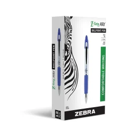Zebra Z-Grip Max Retractable Ballpoint Pen, Medium Point, 1.0mm, Blue Ink, Dozen (22420) Sale