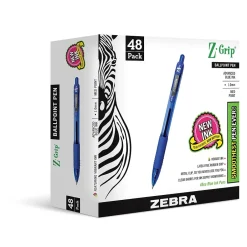 Zebra Z-Grip Retractable Ballpoint Pen, Medium Point, 1.0mm, Blue Ink, 48 Pack (22248) Clearance