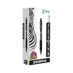 Zebra Z-Grip Retractable Ballpoint Pens, Fine Point, 0.7mm, Black Ink, Dozen (23910) Hot