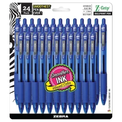 Zebra Z-Grip Retractable Ballpoint Pens, Medium Point, 1.0mm, Blue Ink, 24/Pack (ZEB12225) Outlet