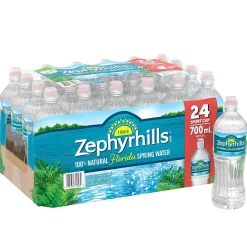 Bottled Water<Zephyrhills 100% Natural Spring Water, Regular Flavor, 700ml Bottles with Sport Cap, 24/Carton (12087206)
