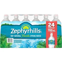 Bottled Water<Zephyrhills 100% Natural Spring Water, Regular Flavor, 700ml Bottles with Sport Cap, 24/Carton (12087206)